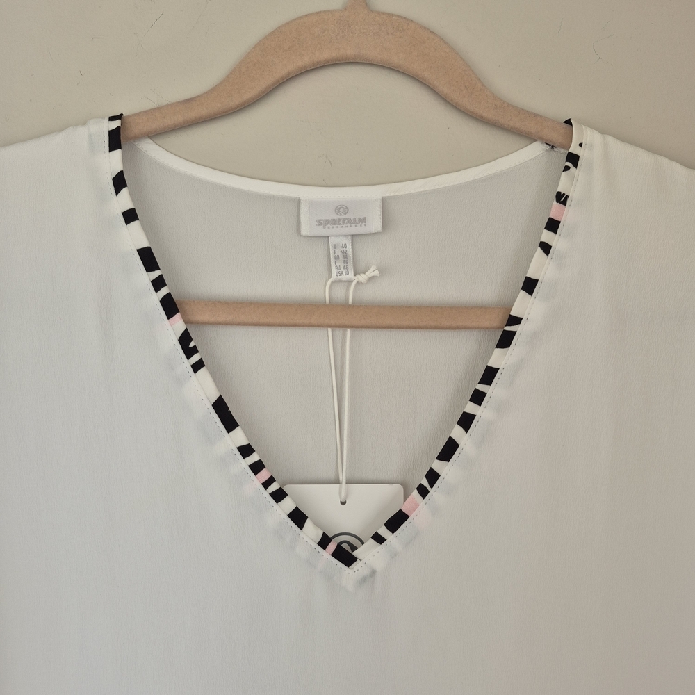 Sportalm White V-neck Multilayer Tunic Blouse NEW - Picture 4 of 11